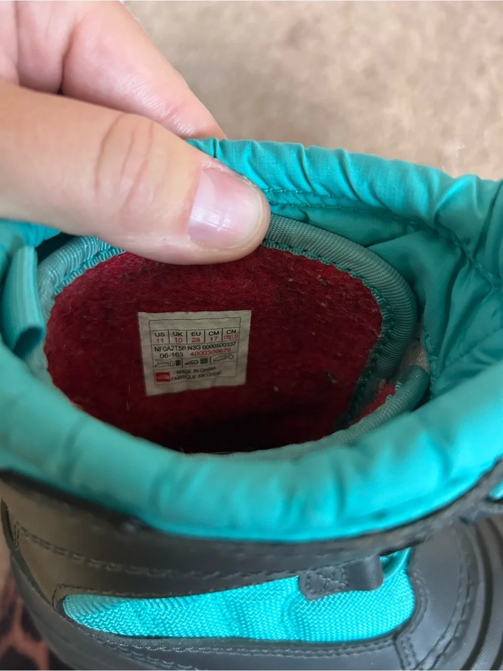 The North Face Kids Teal and Gray Snow Boots with Quick-Pull Laces